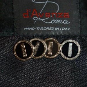48R D’Avenza 100% Silk Black Herringbone BLAZER